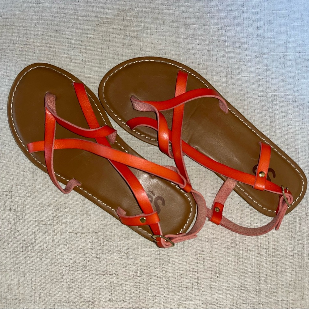 Women's Brown and Orange Sandals